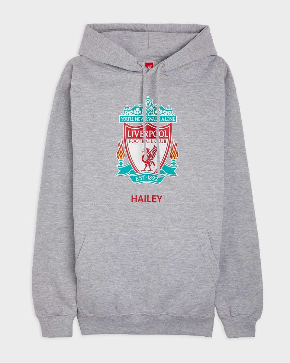LFC Crest Personalisierbarer grauer Kapuzenpulli - Image 2