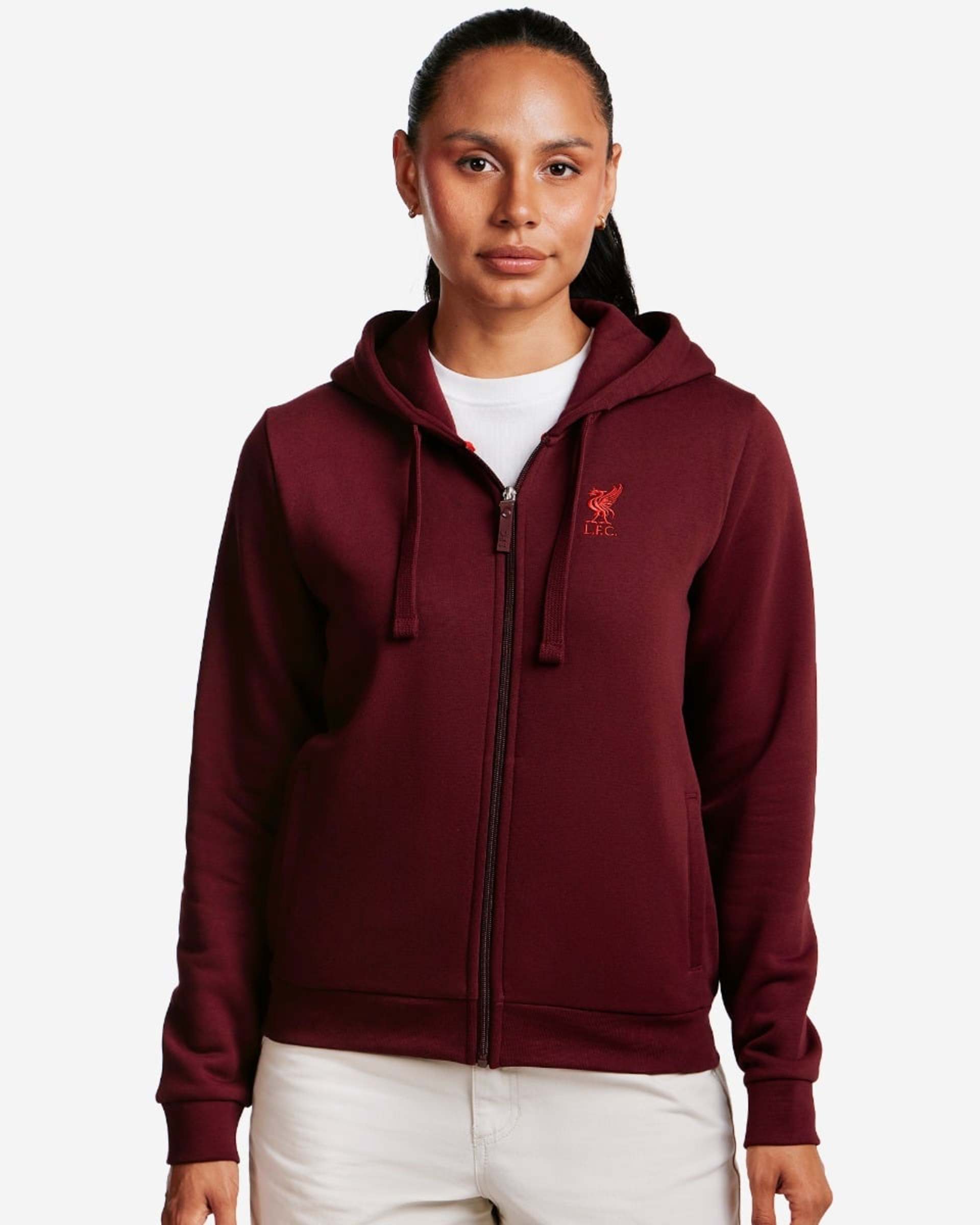 LFC Kapuzenpulli mit durchgehendem Reißverschluss für Damen, Dunkelrot - Image 1