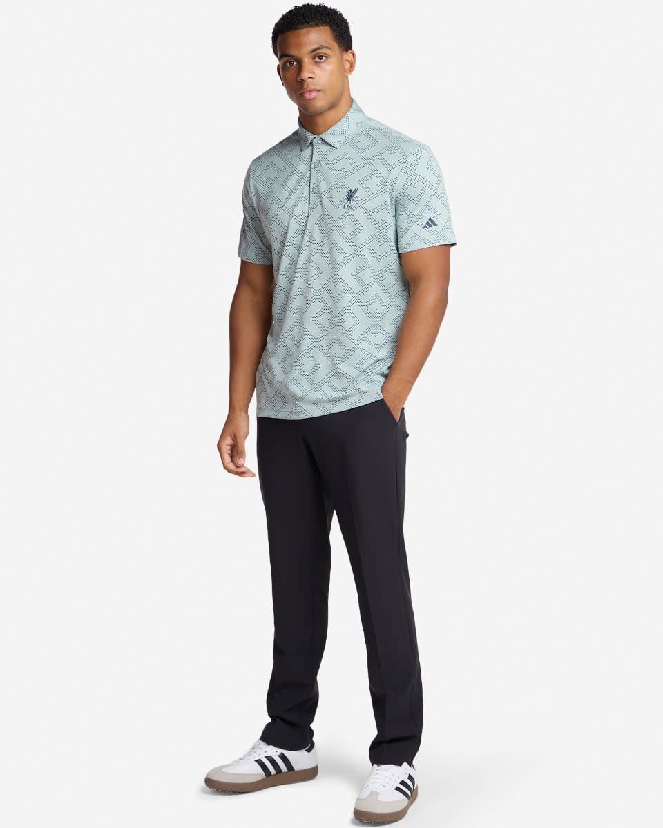 LFC adidas Adults Ultimate365 Golf Jacquard Pikétröja Wonder Sage & Marinblå - Image 4