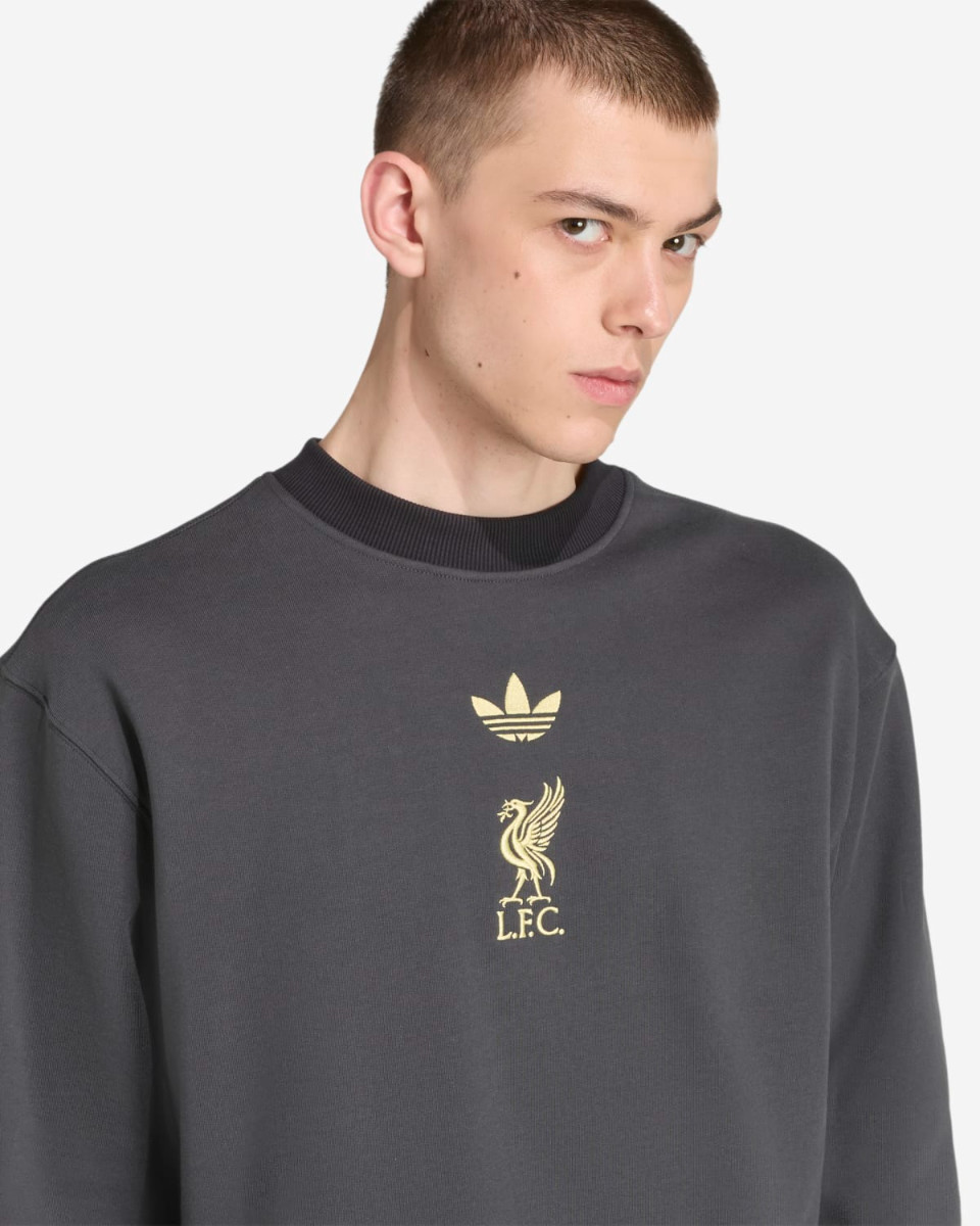LFC adidas Mens 25/26 LFSTLR Crew Sweatshirt Dark Grey - Image 4