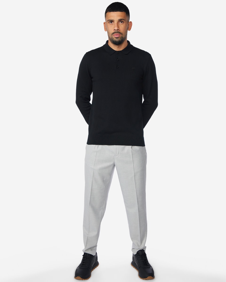LFC Mens Firma Long Sleeve Knitted Polo Black - Image 4