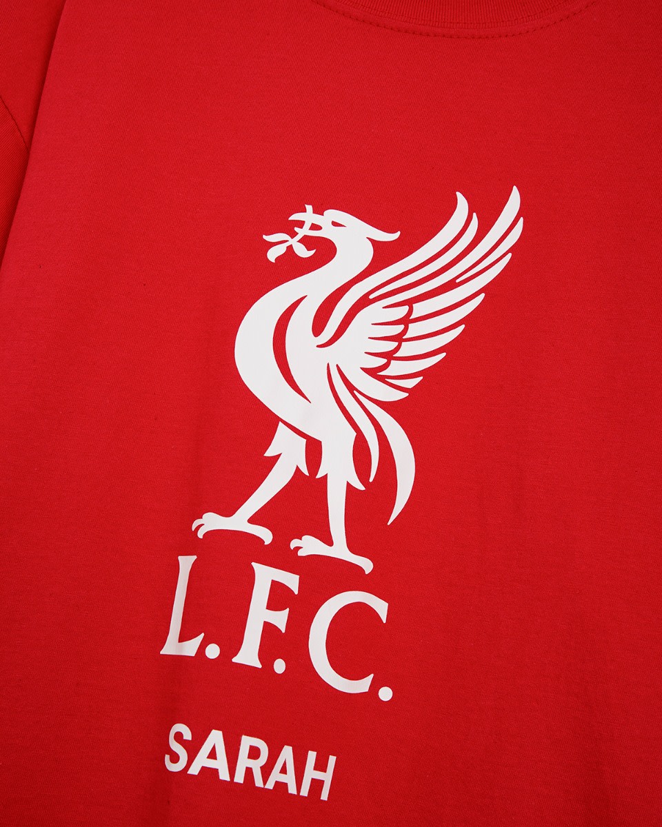 LFC White Liverbird Personalised Red Tee - Image 3