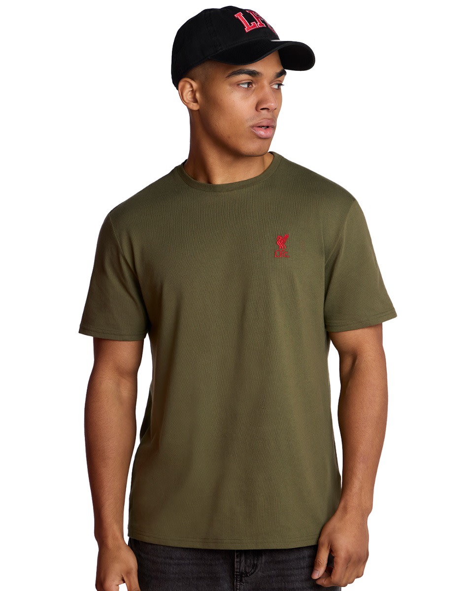 LFC Mens Liverbird Emblem Tee Khaki - Image 1
