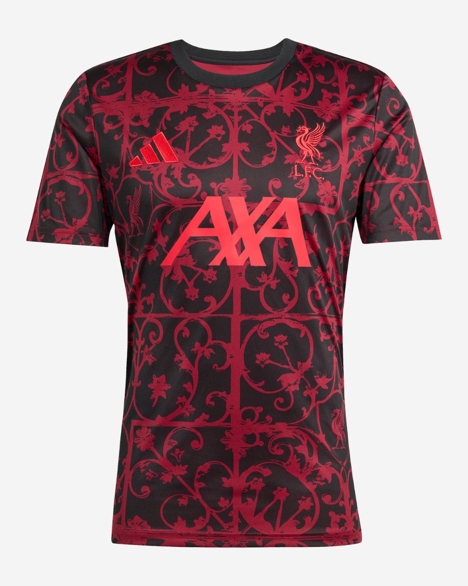 LFC adidas Mens 25/26 Short Sleeve Pre-Match Shirt Black