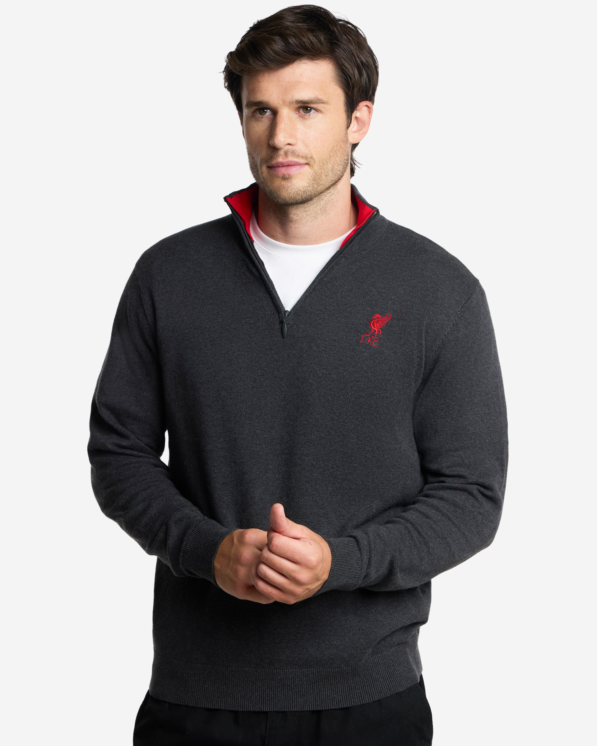 Jersey LFC de punto con cremallera para hombre, color gris - Image 2