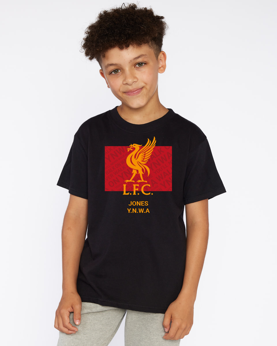 LFC Junior Liverbird Personalised Black Tee - Image 1