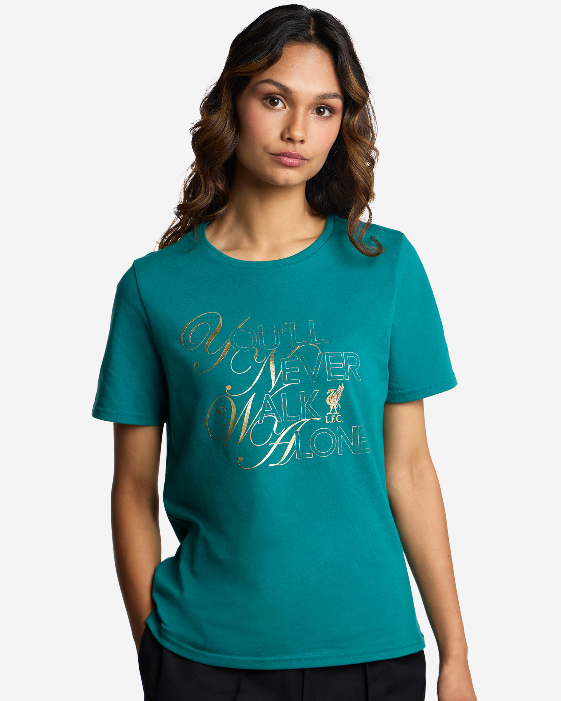 Camiseta LFC Gold Foil para mujer, color verde azulado - Image 1