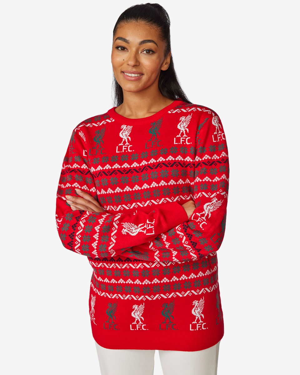 LFC Adult Fairisle Christmas Jumper Red - Image 2