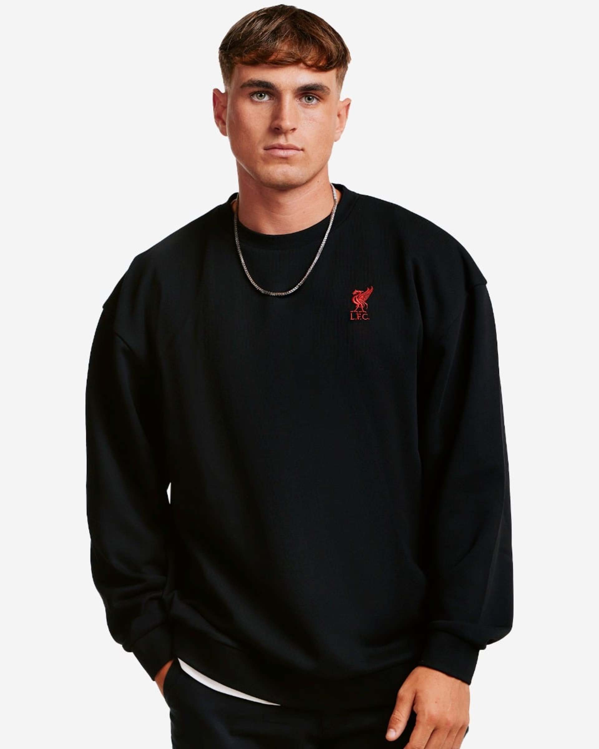 LFC Herren-Sweatshirt mit Rundhalsausschnitt in Übergröße, Schwarz - Image 3
