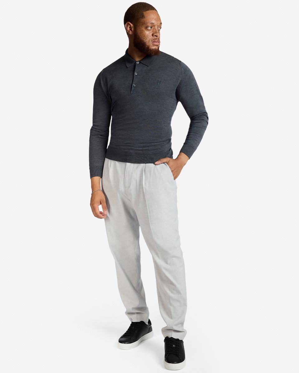 Polo LFC X John Smedley de lana merino extrafina para hombre, manga larga, color gris - Image 2
