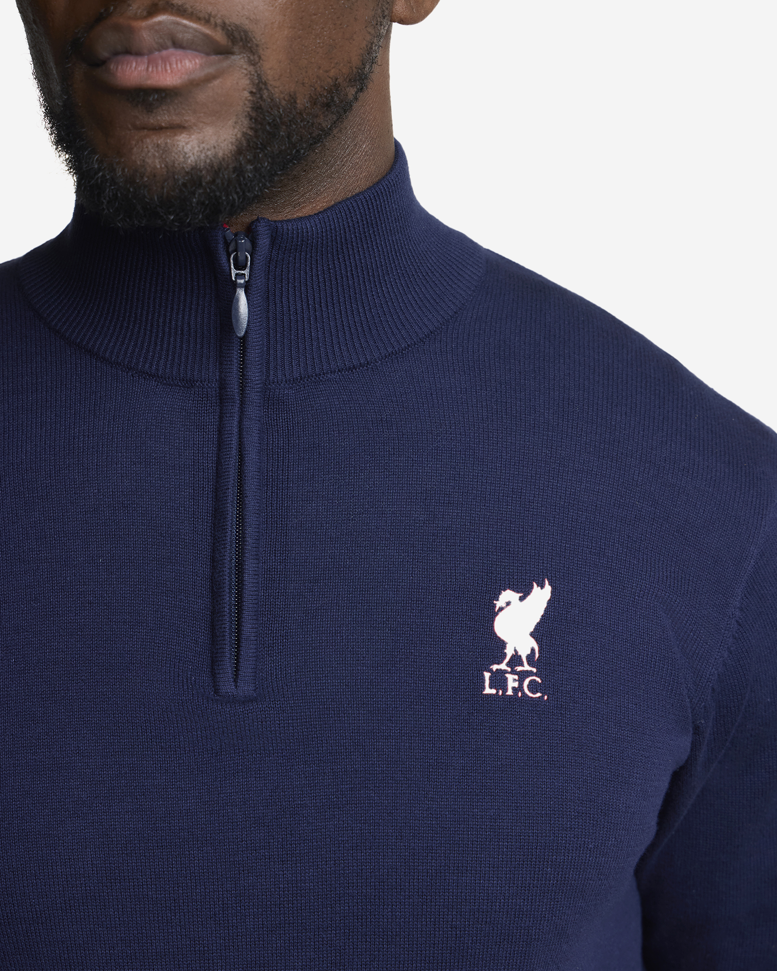 LFC Mens Quarter Zip Knit Jumper Navy - Image 3