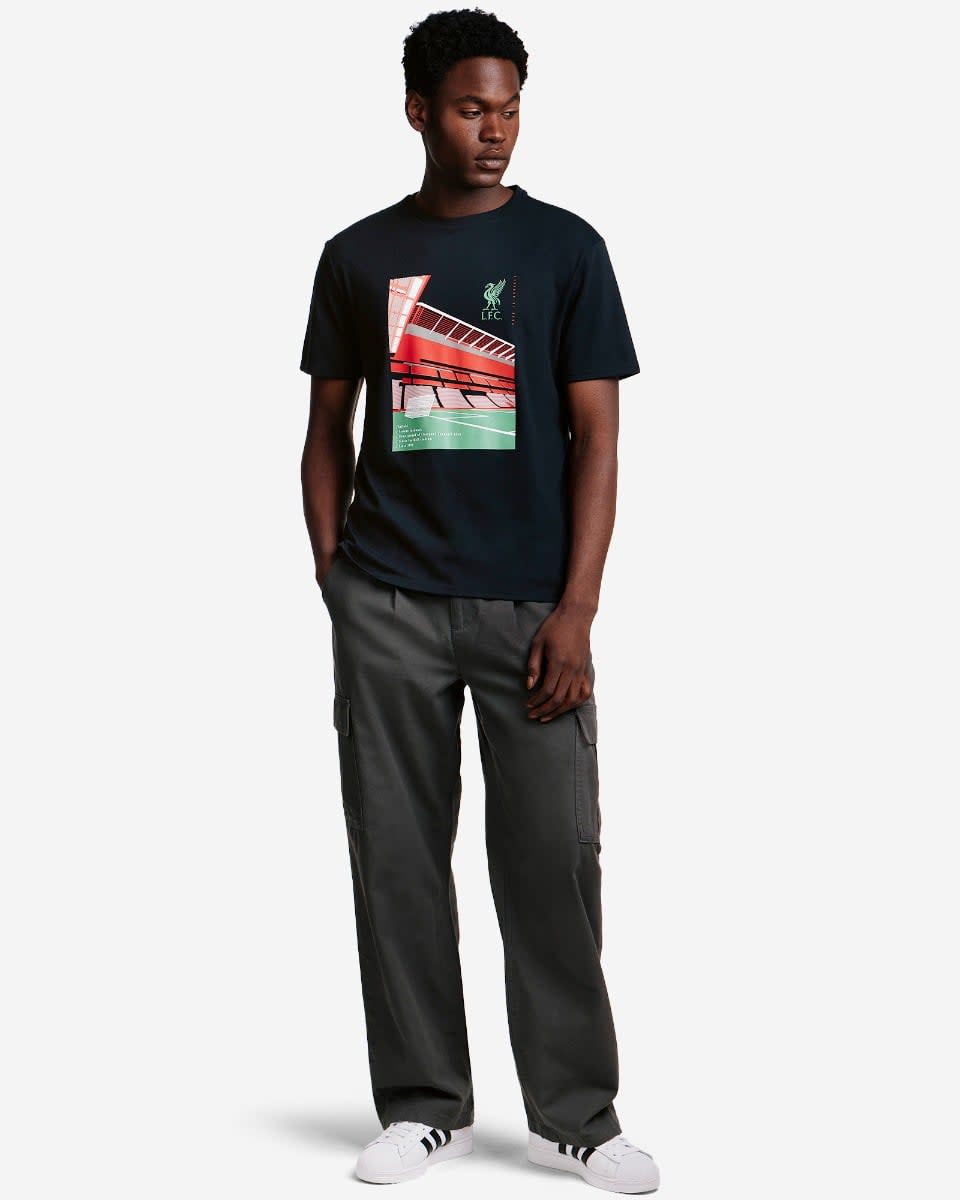 เสื้อยืดเกาะ แอนฟิลด์สำหรับผู้ชาย LFC สีดำ - Image 1