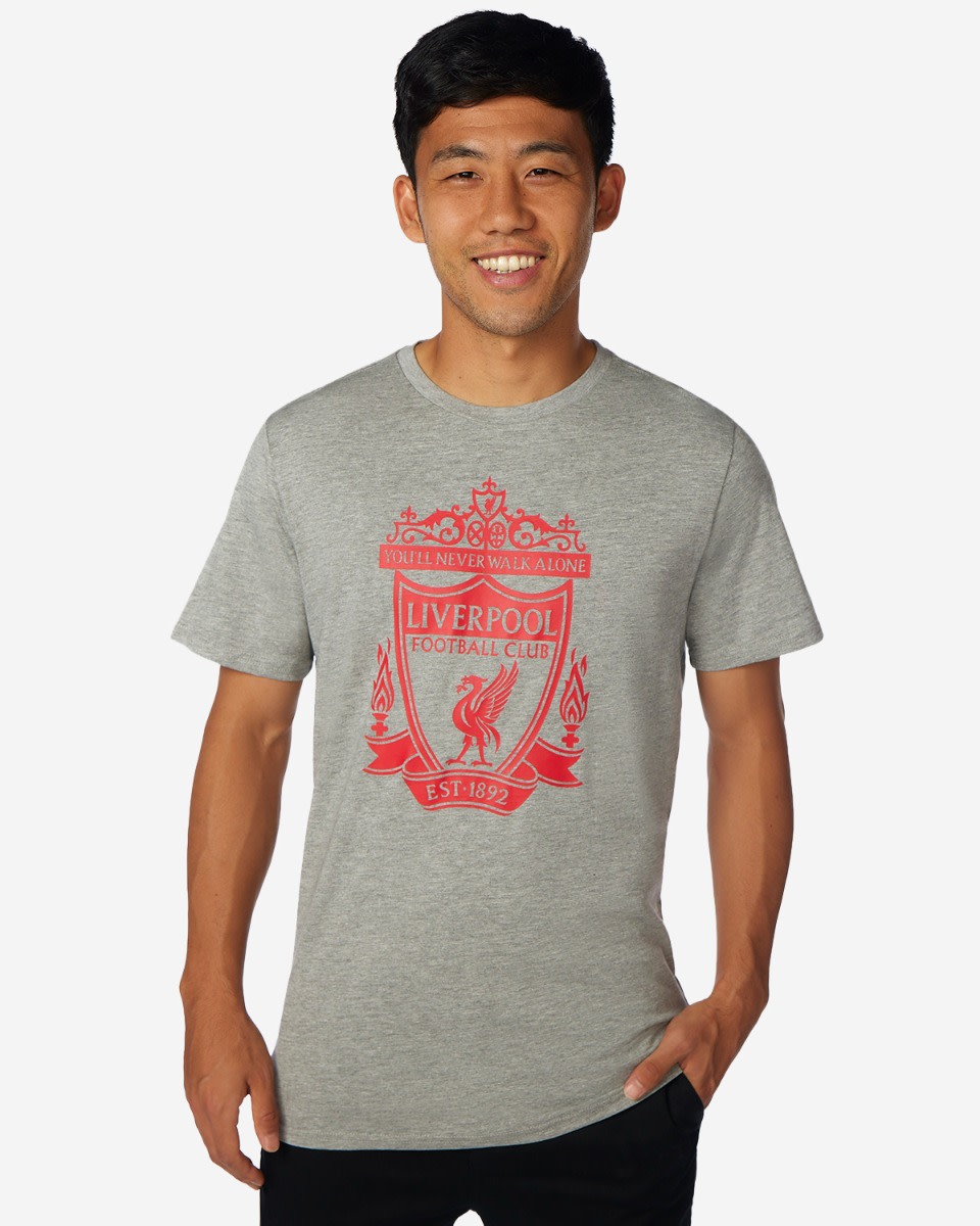 เสื้อยืด LFC สำหรับผู้ใหญ่ สีเทา มาร์ล เครสต์ - Image 1