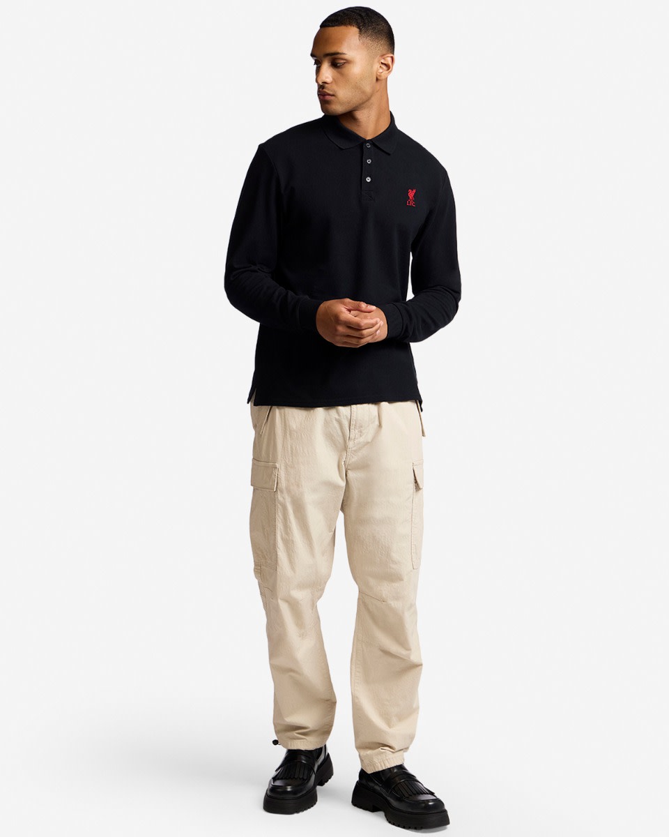 LFC Mens Long Sleeve Polo Black - Image 4