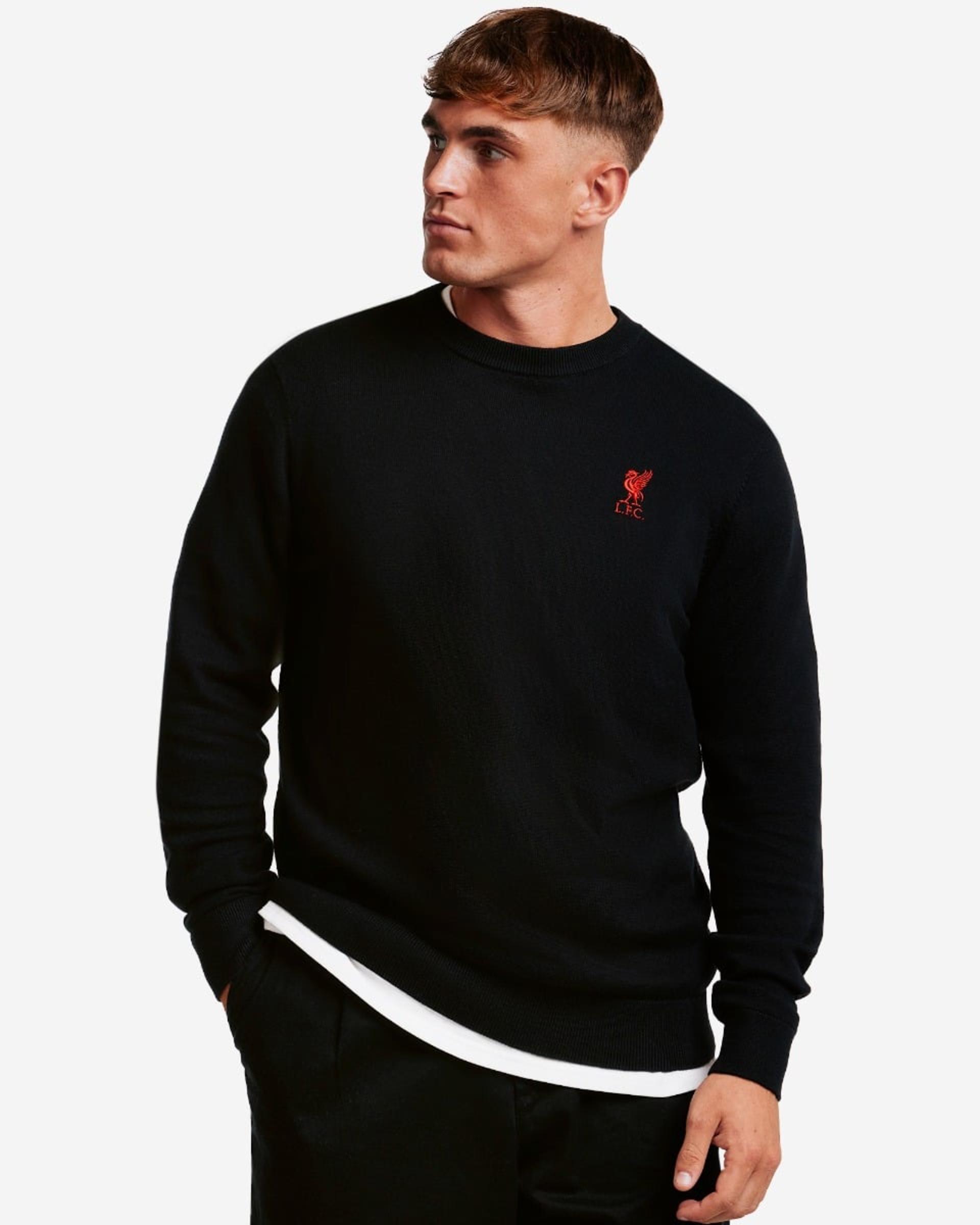 LFC Herre Crew Neck Striksweatshirt Sort - Image 1