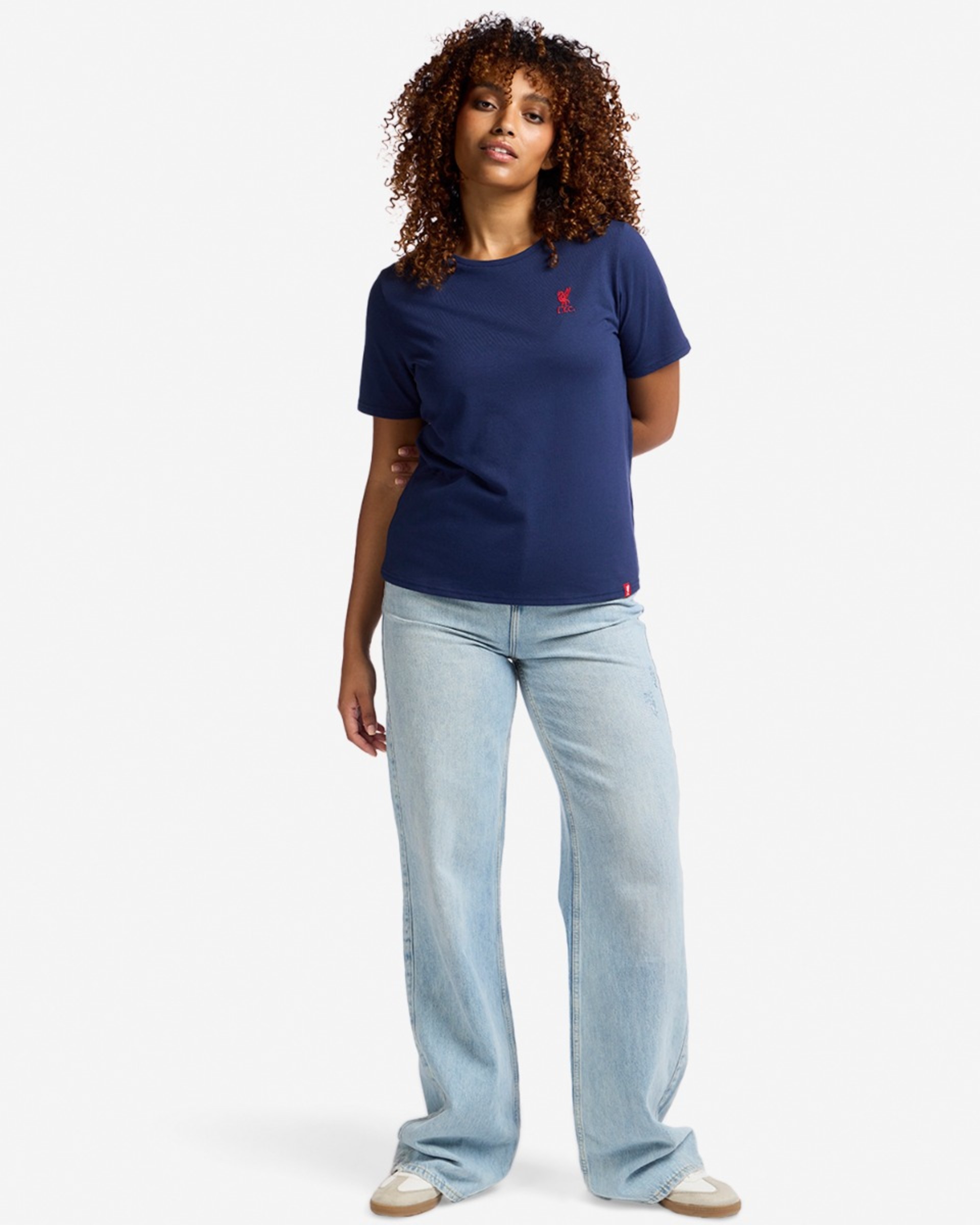 T-shirt bleu marine avec emblème Liverbird du LFC pour femmes - Image 3