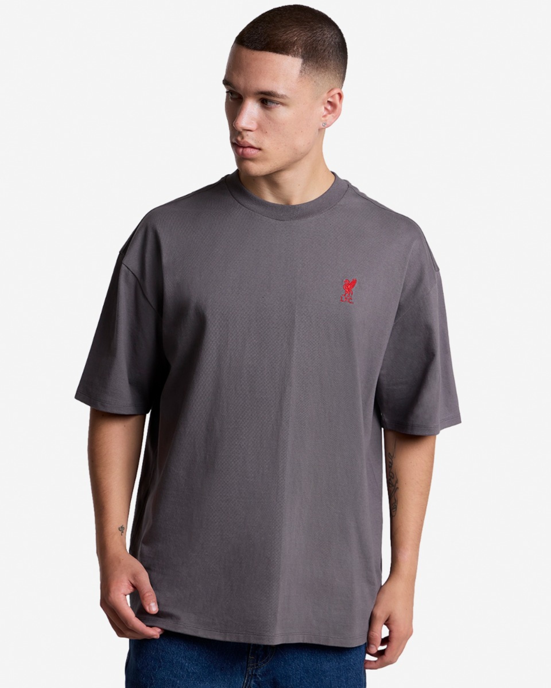 LFC Herren-T-Shirt in Übergröße mit Used-Rückenpartie, Grau - Image 2