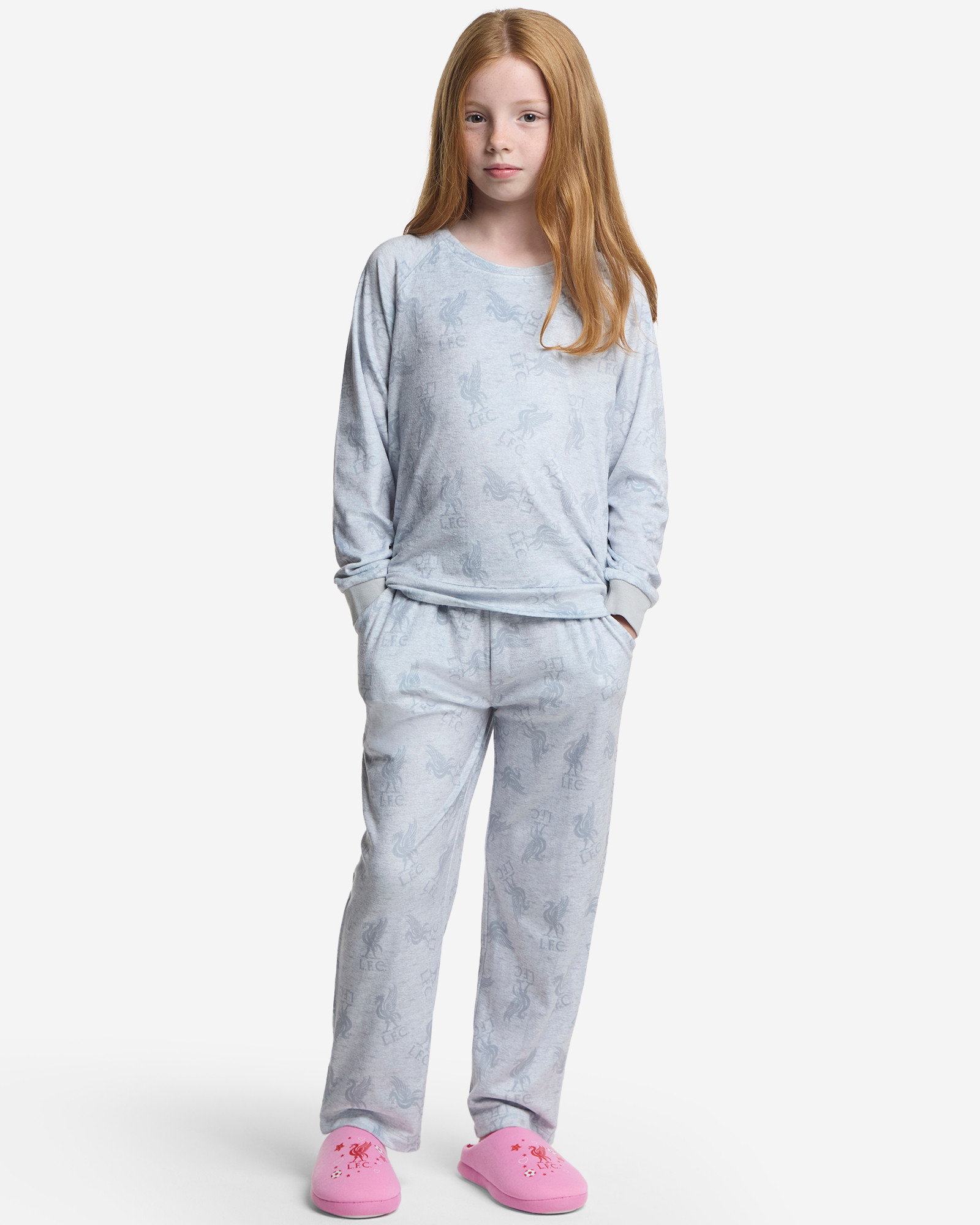 LFC Junior Girls Fleece Lounge Set Grey - Image 1