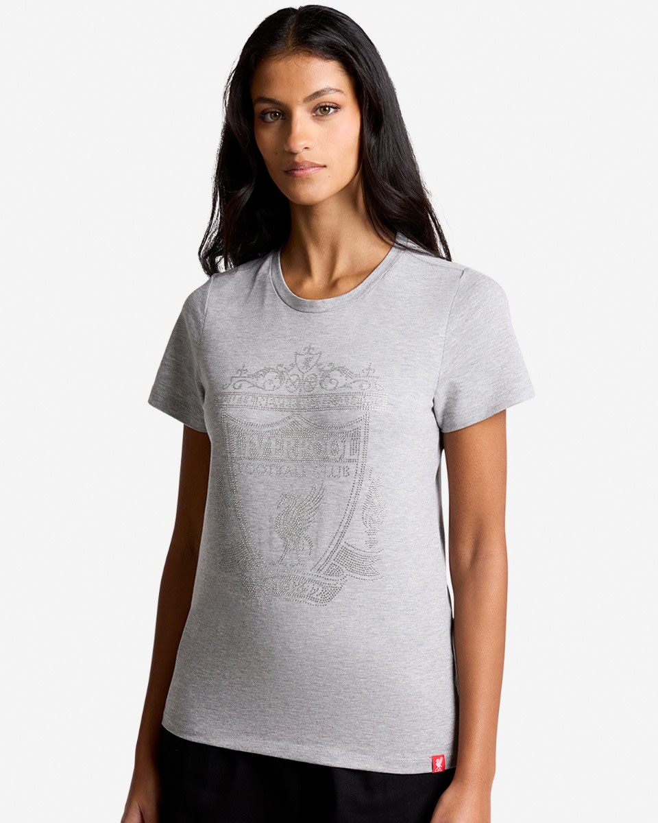 LFC Womens Diamenté Crest Tee Grey - Image 1