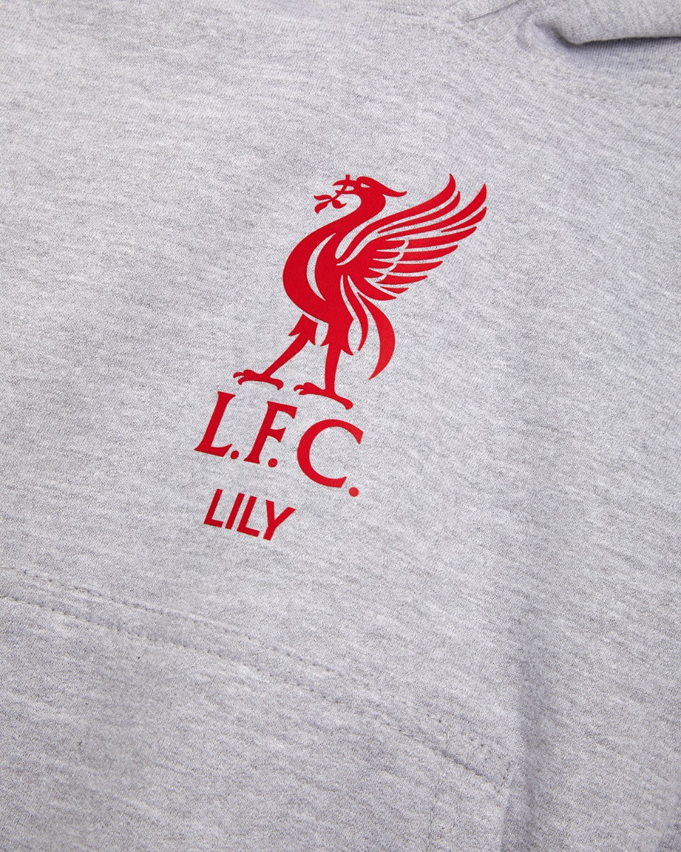 LFC Junior Red Liverbird Personalisierbarer grauer Kapuzenpulli - Image 3