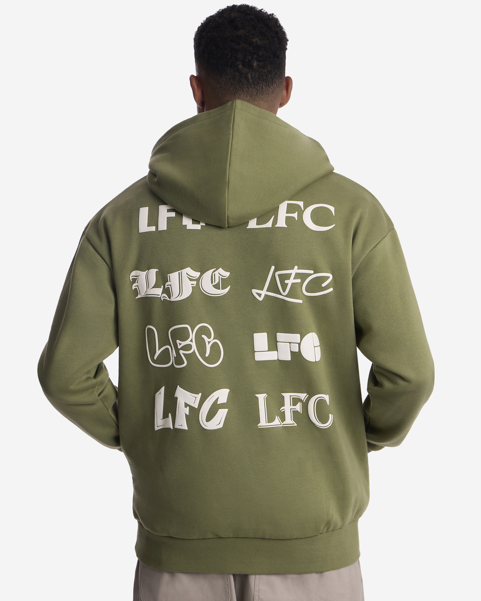 LFC 男士背面印花超大号连帽衫卡其色 - Image 1