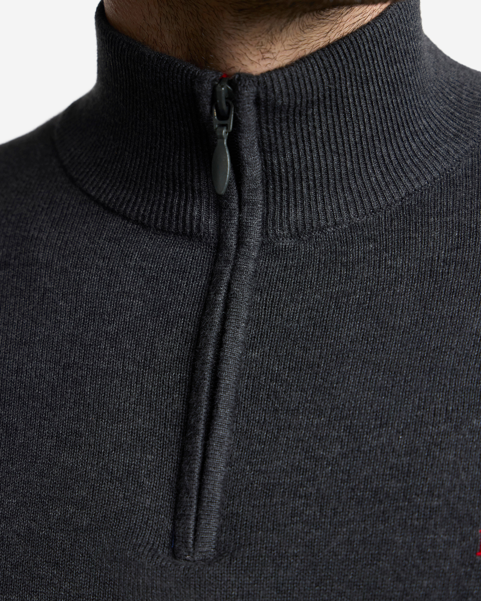 LFC Mens Quarter Zip Knit Jumper Charcoal - Image 4
