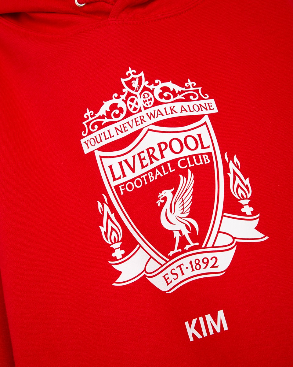 LFC White Crest Personalised Red Hoody - Image 3