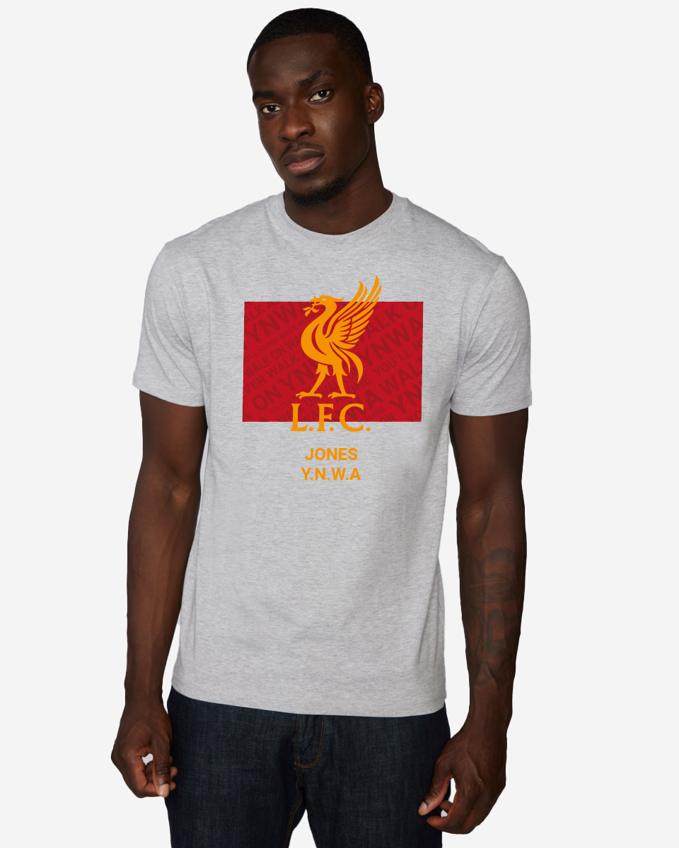 LFC Liverbird Personalised Grey Tee - Image 1