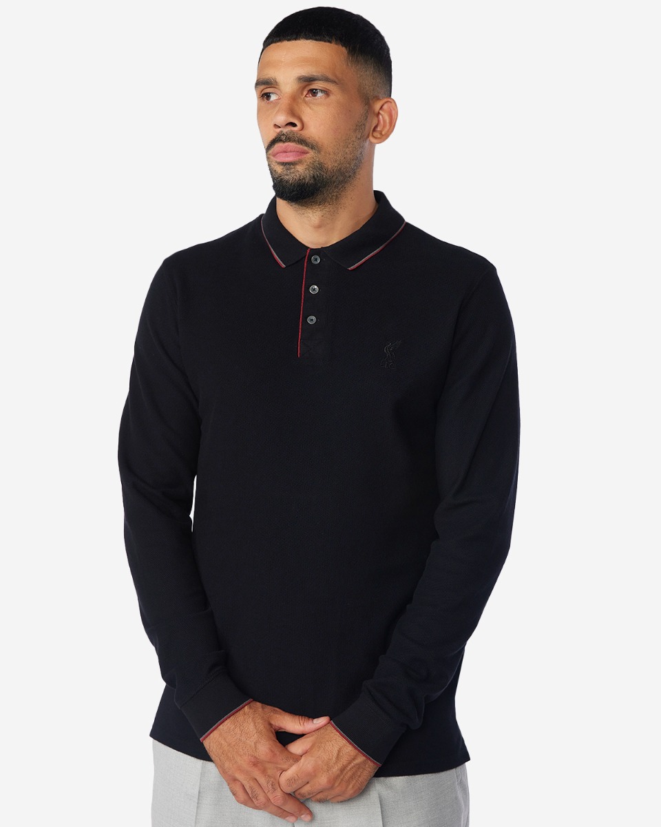 LFC 男式黑色 Firma 长袖翻领 Polo 衫 - Image 1