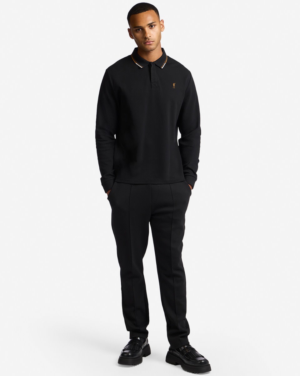 LFC Mens Long Sleeve Tipping Polo Black - Image 3