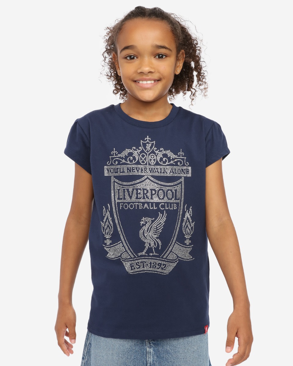 LFC Junior Crest Diamonte Marinblå T-shirt - Image 1