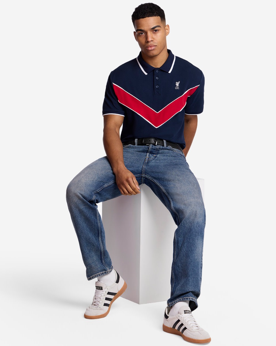 LFC Adults Chevron Polo Shirt Navy - Image 3