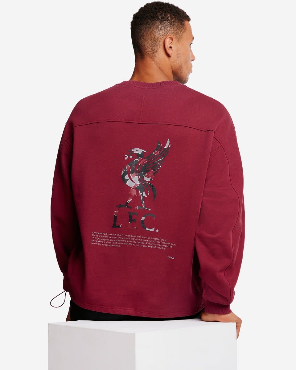LFC Mens Oversized YNWA Toggle Sweat Cherry - Image 2