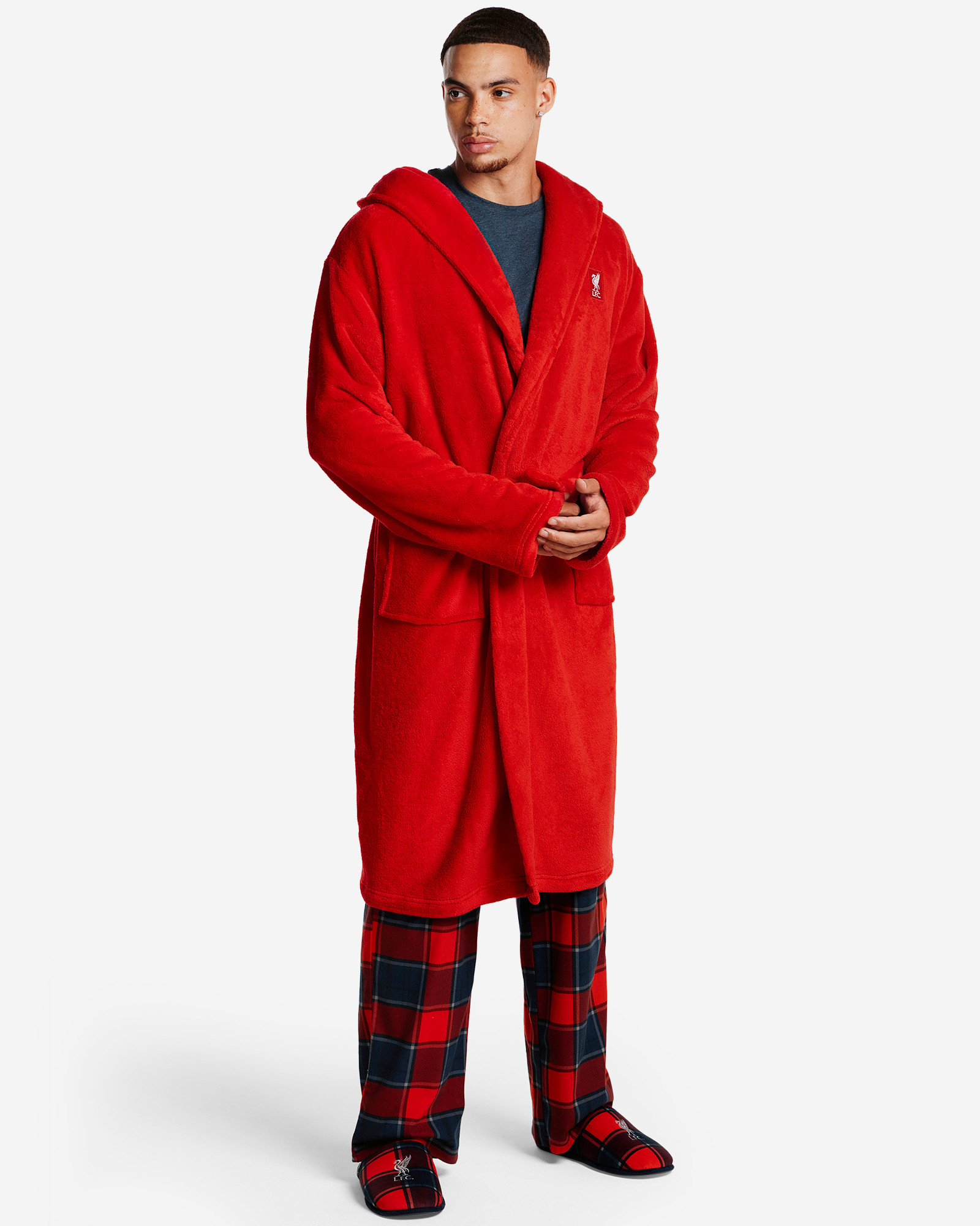 LFC Mens Hooded Dressing Gown Red - Image 1
