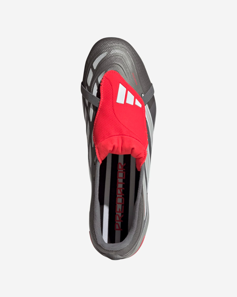 adidas Adults Predator League Fold-Over Tongue Firm Ground Football Boots Iron Metallic/Zero Metalic/Lucid Red - Image 3