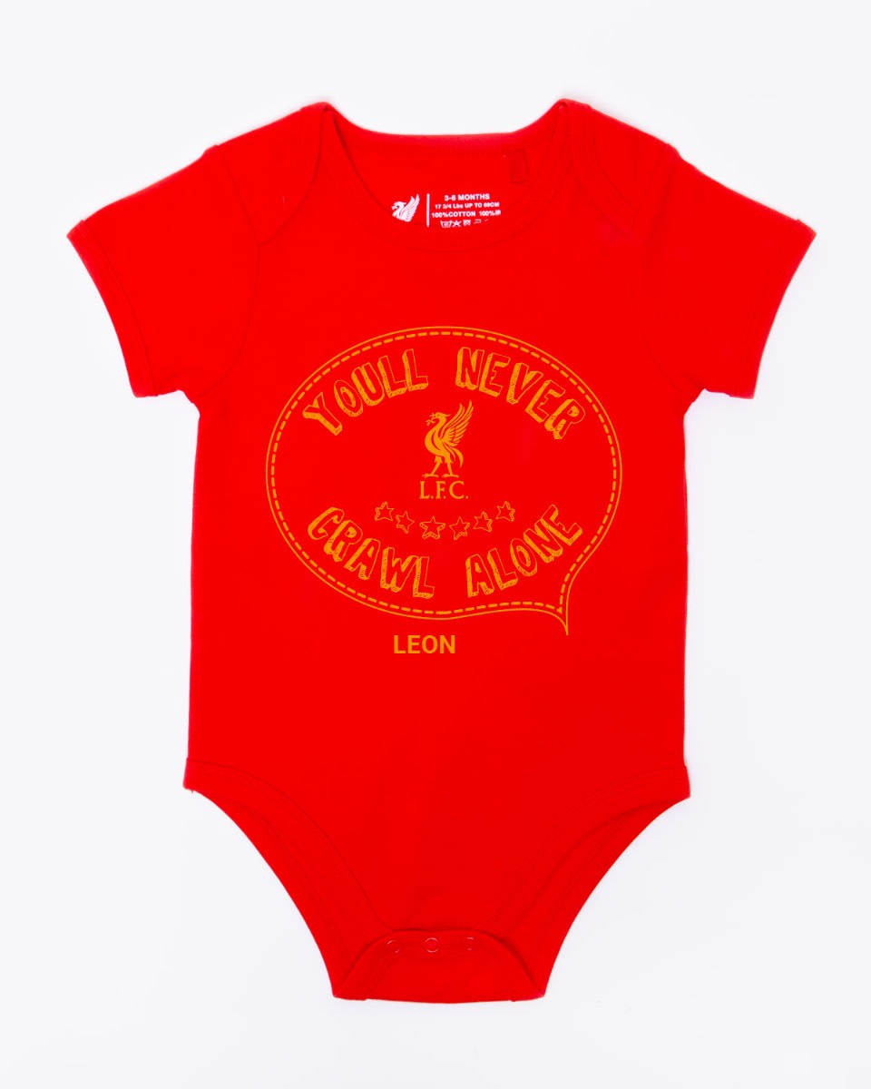 Body LFC Baby personalizado con texto «You'll Never Crawl Alone», rojo - Image 1