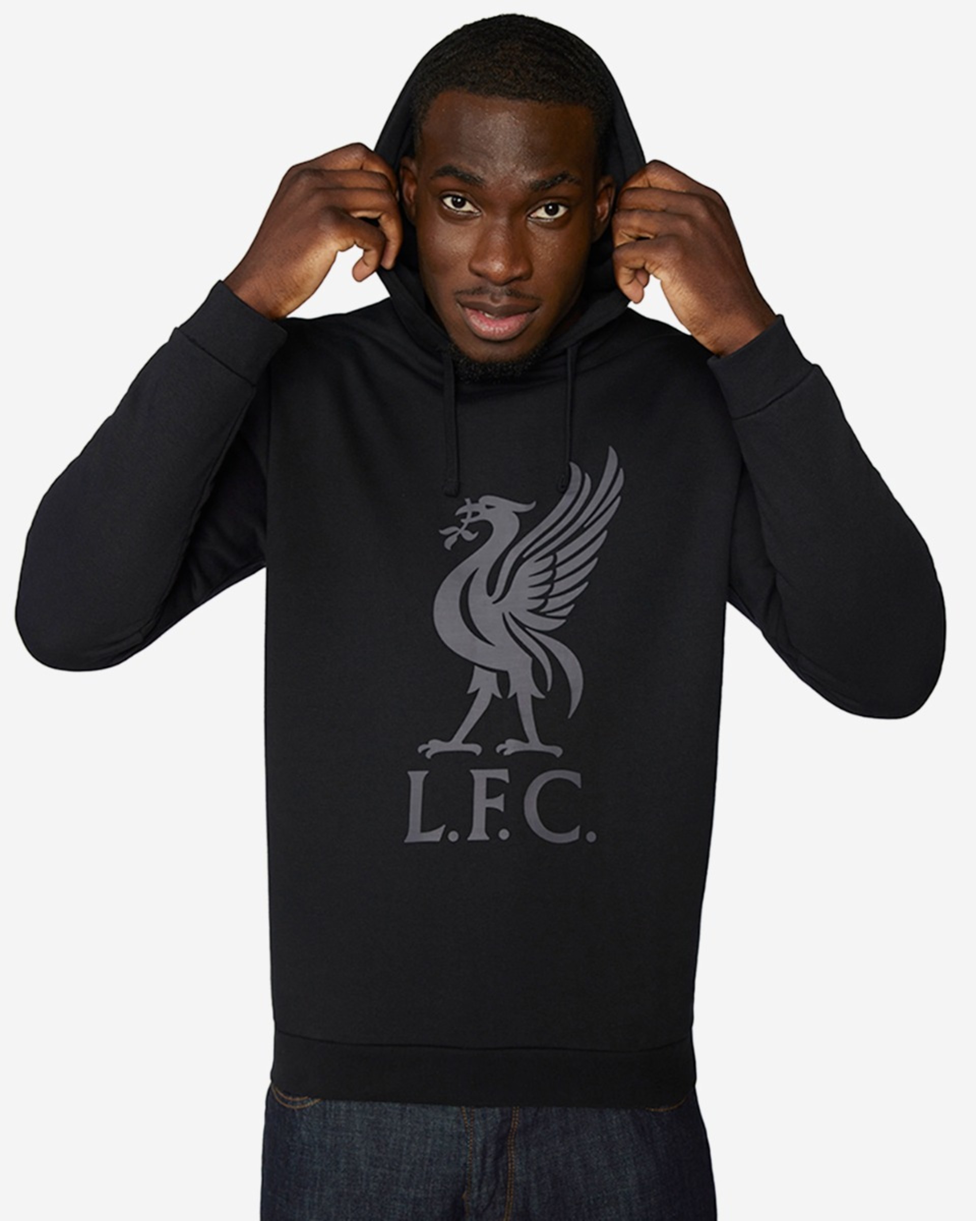 Sudadera con capucha ligera Liverbird de LFC para hombre, color negro - Image 1
