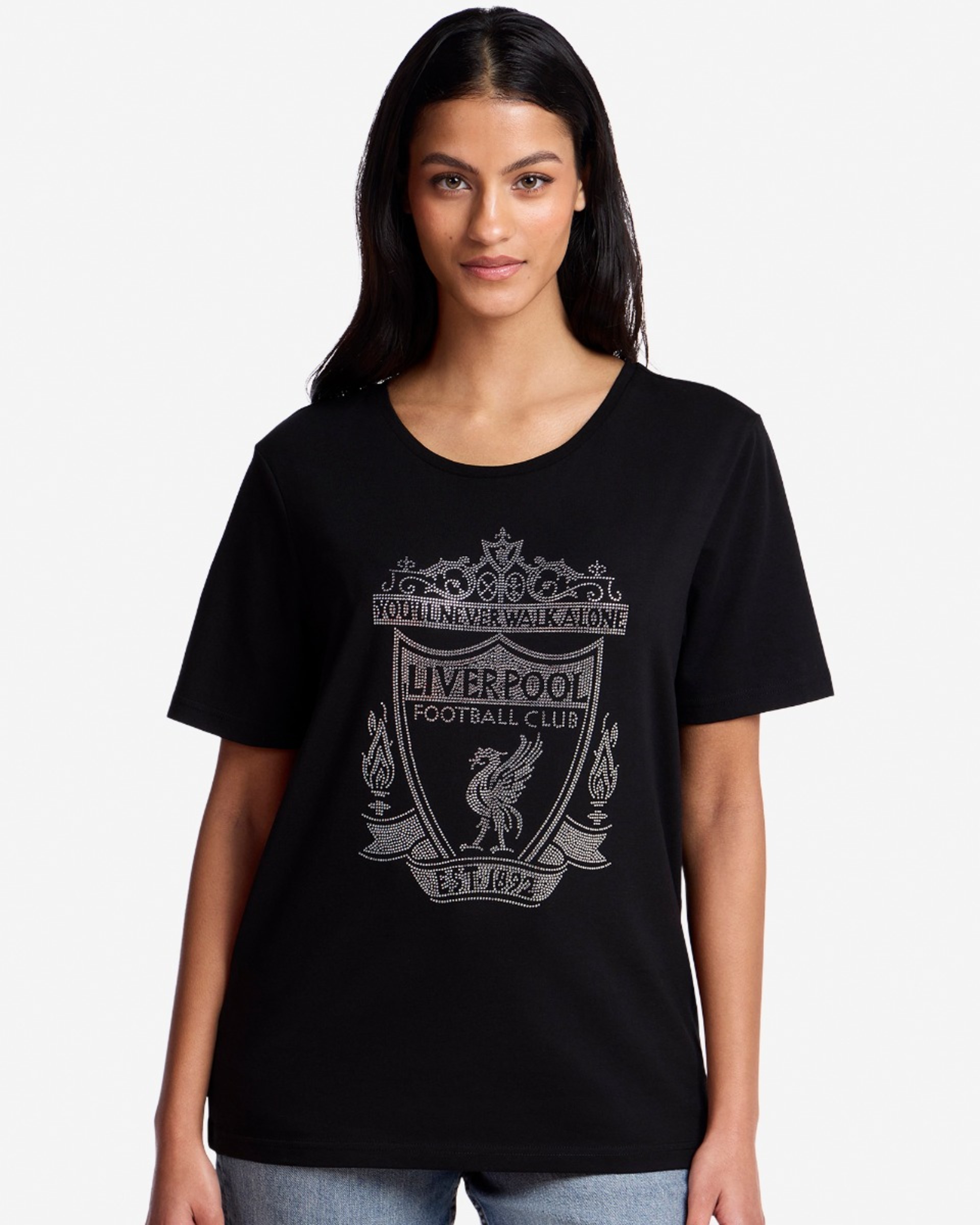 T-shirt LFC à strass pour femmes, noir - Image 1