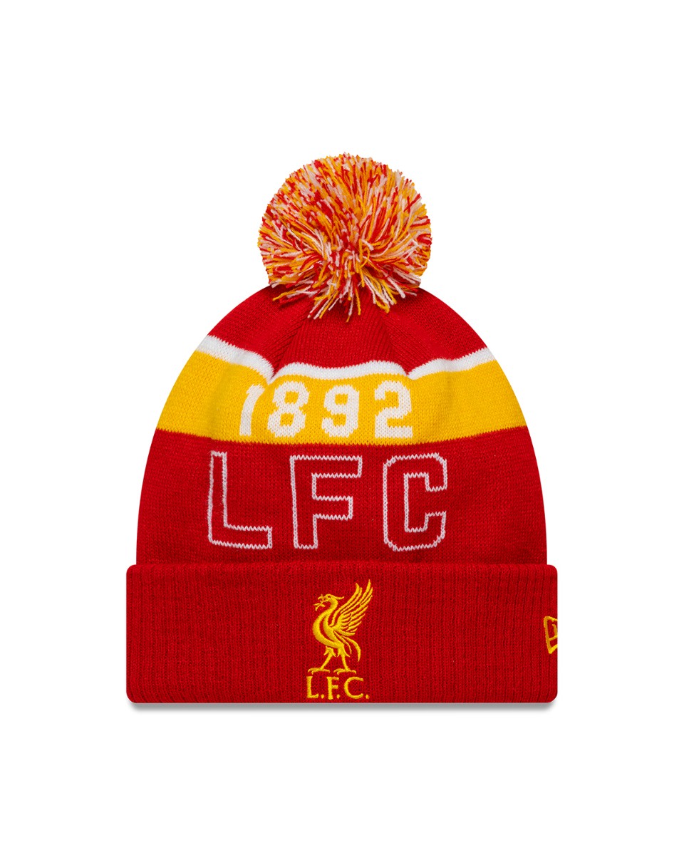LFC New Era SPORT CUFF 1892 POM POM Beanie Red & Yellow - Image 1