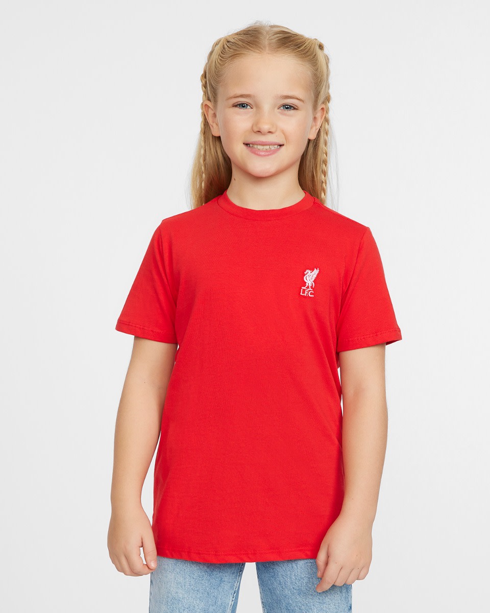 LFC Liverbird Junior Embroidered Tee Red - Image 1