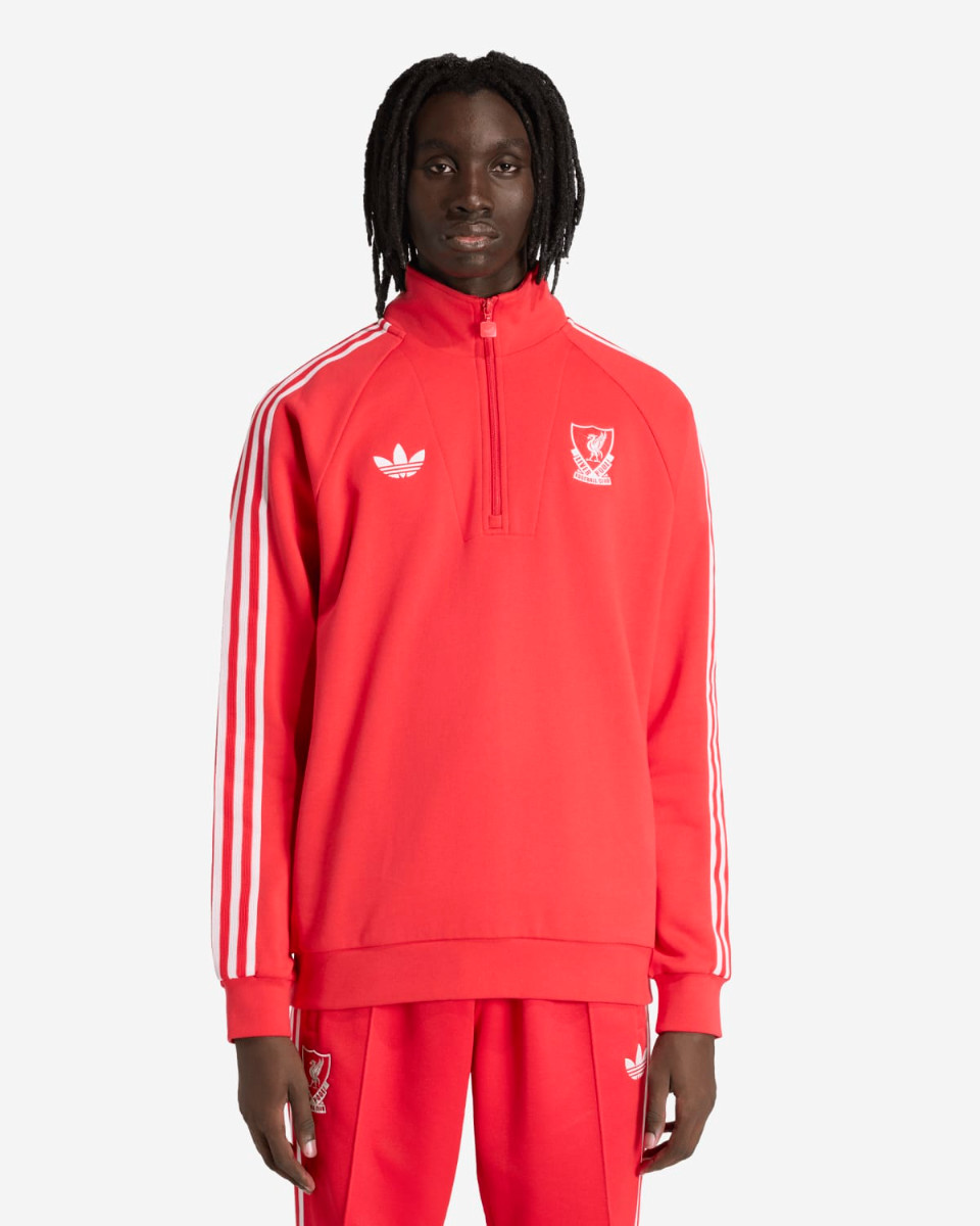 LFC 아디다스 오리지널 남성용 하프 지퍼 탑 레드 - Image 1