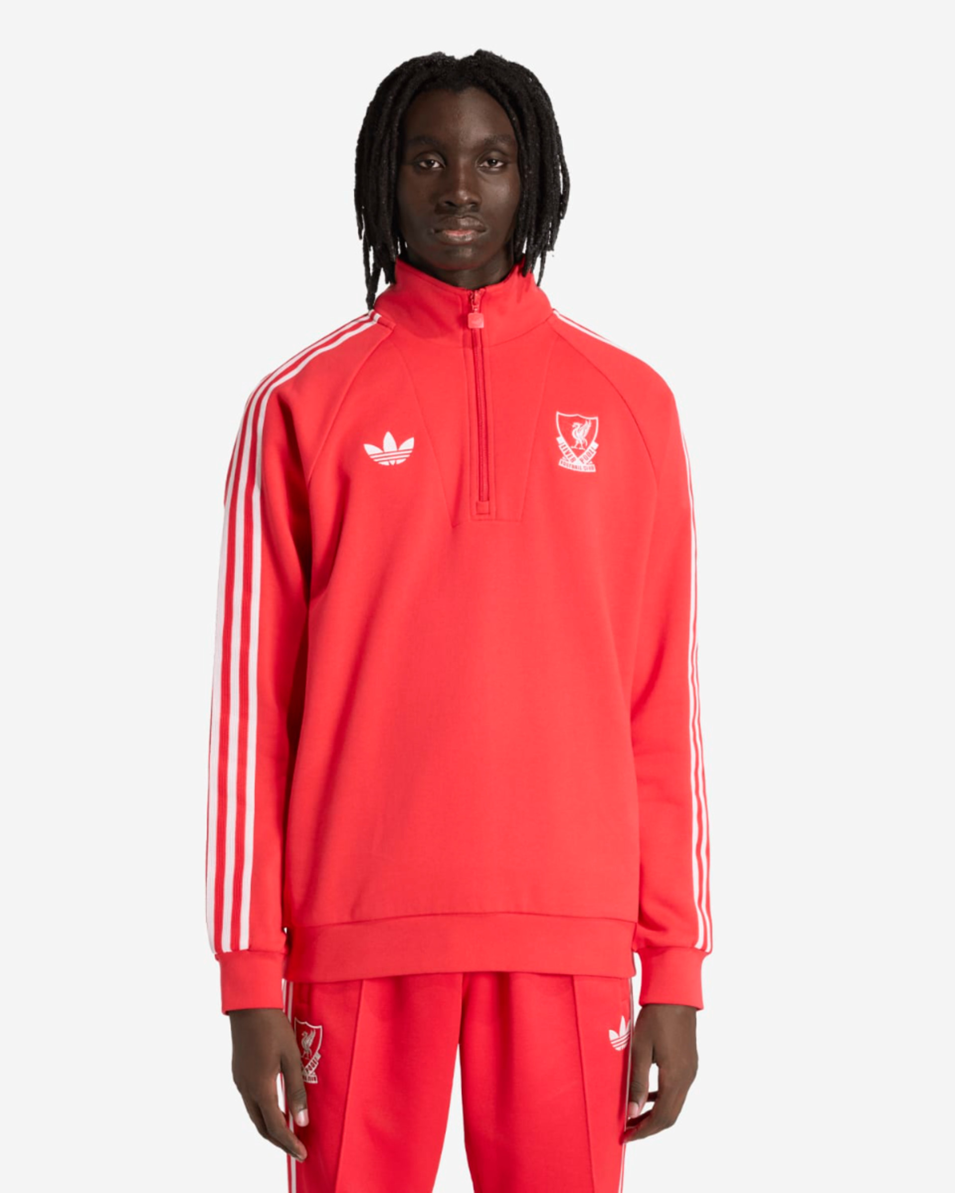 Camiseta LFC Adidas Originals para hombre con media cremallera, color rojo - Image 1