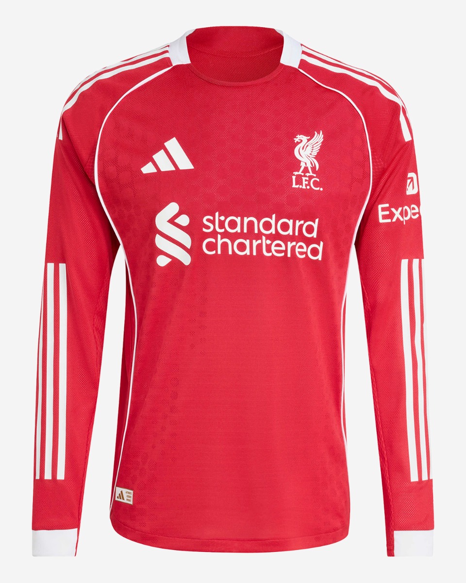 LFC adidas Mens 25/26 Authentic Home Long Sleeve Jersey