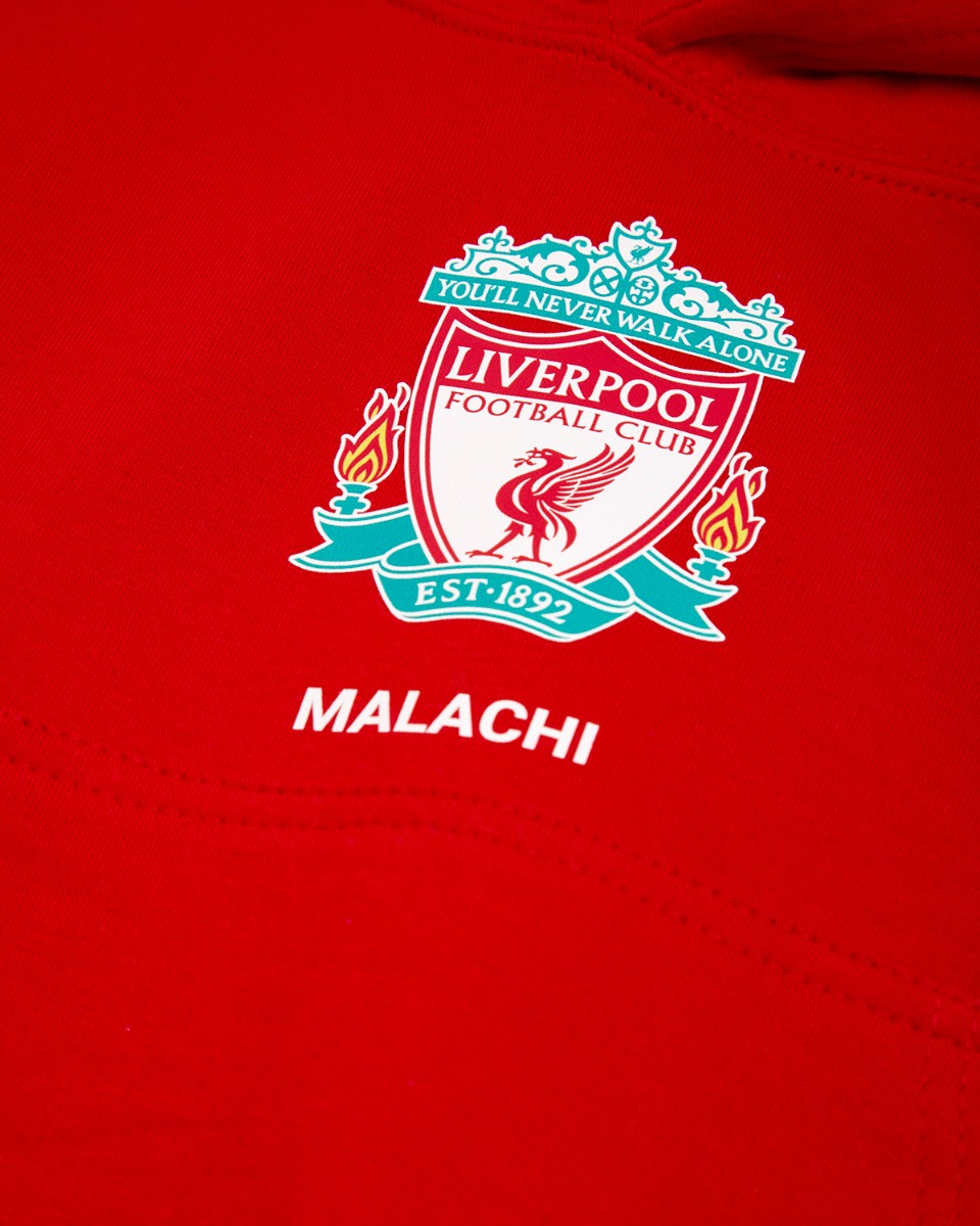 LFC Junior Crest Personalisierbarer roter Kapuzenpulli - Image 3